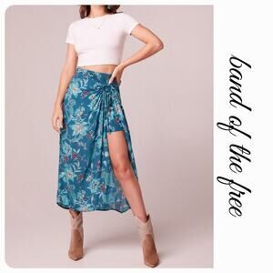 NWT Band of the Free Celene Floral Layered Midi Skirt Sz. M [8-10] Deep Teal